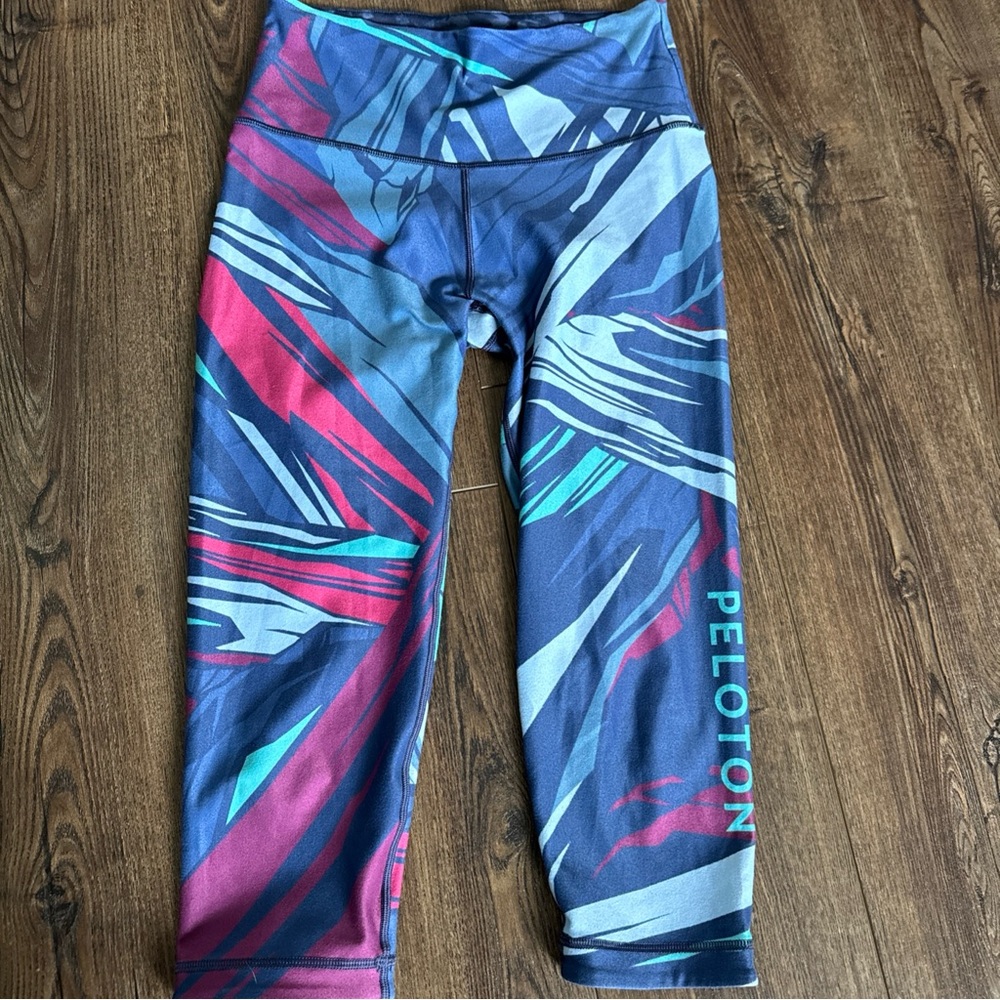WITH X Peloton Leggings Sz S Blue REVERSIBLE to Gray High Rise Capri Cropped